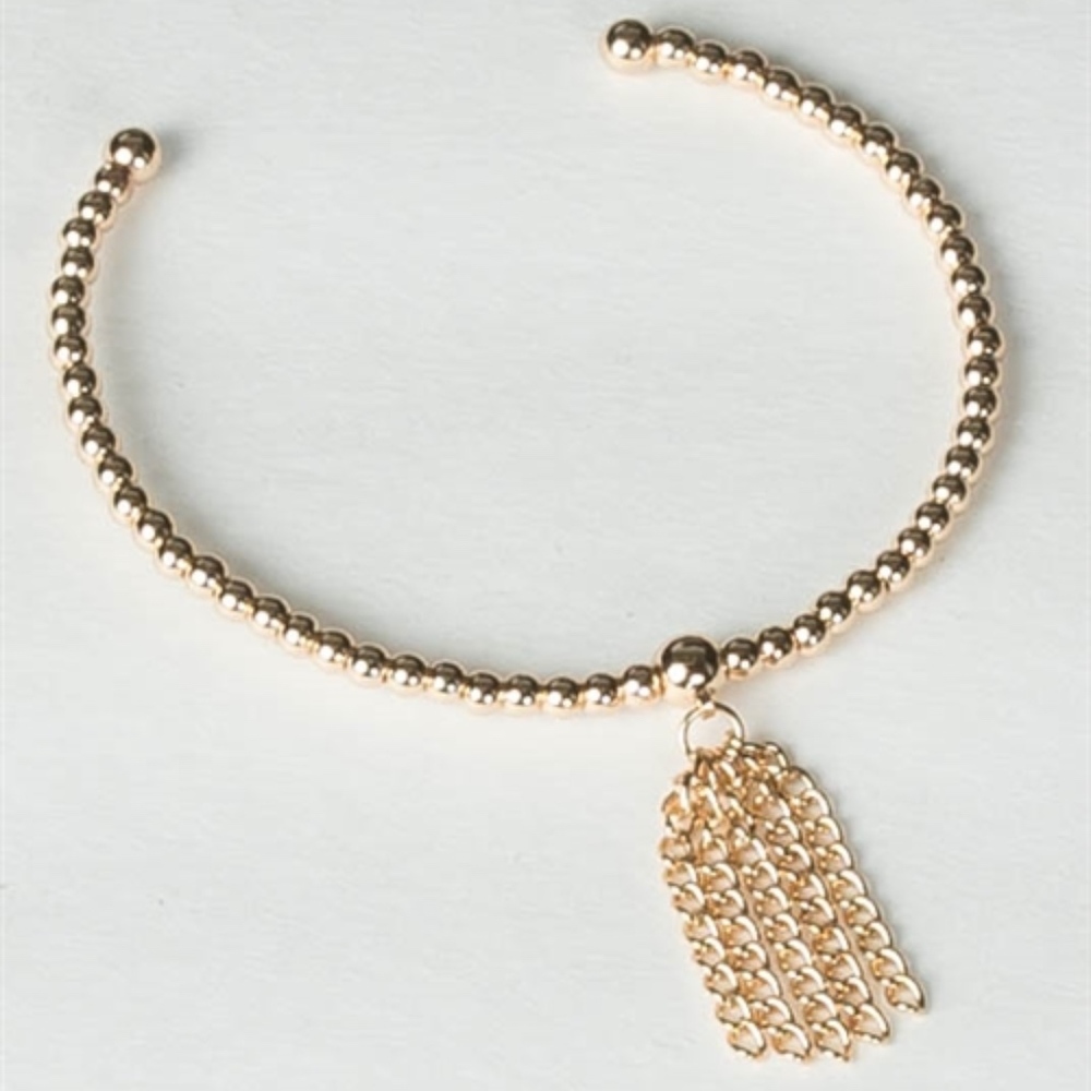 BEADED TASSEL BANGLE in GOLD